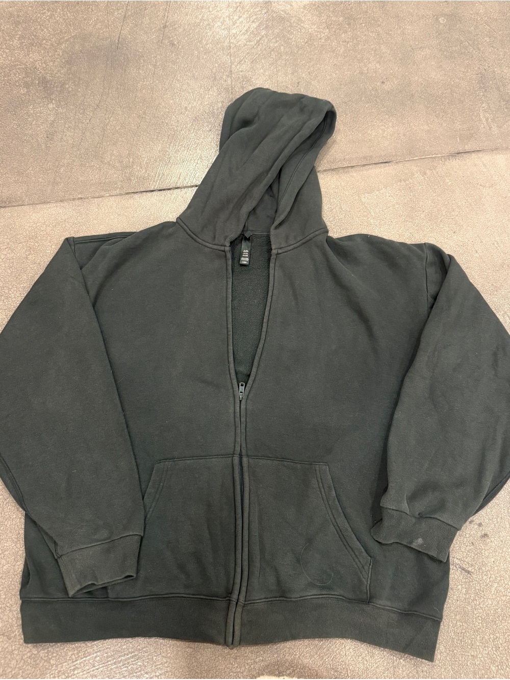 SKIMS Dark Green Zip-Up Hooded Sweatshirt